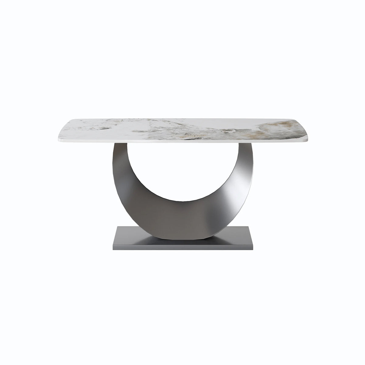 Marbella Sintered Stone Dining Table | 63" Pandora Rectangular With Curved Edge