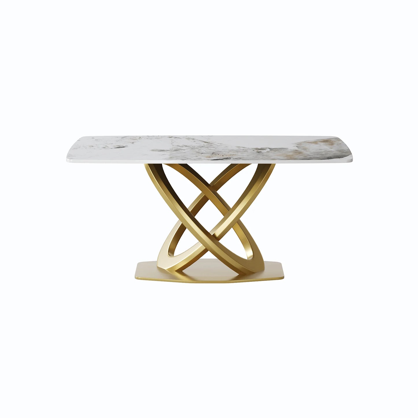 Marbella Sintered Stone Dining Table | 63" Pandora Rectangular With Curved Edge