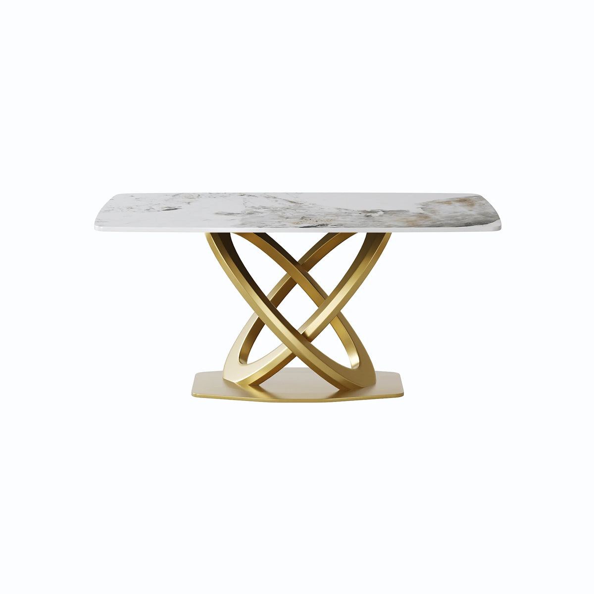 Marbella Sintered Stone Dining Table | 63" Pandora Rectangular With Curved Edge