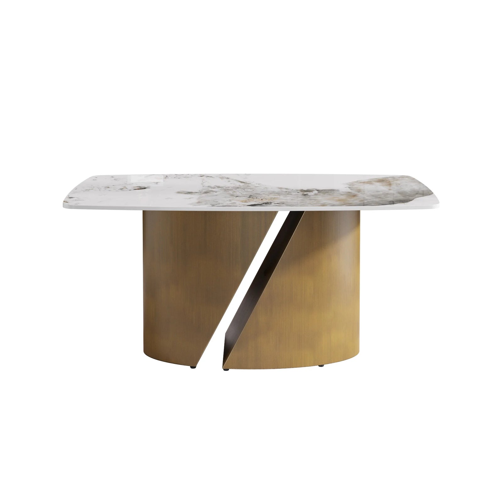 Mesa de comedor Marbella de piedra sinterizada | Pandora rectangular de 63" con borde curvo