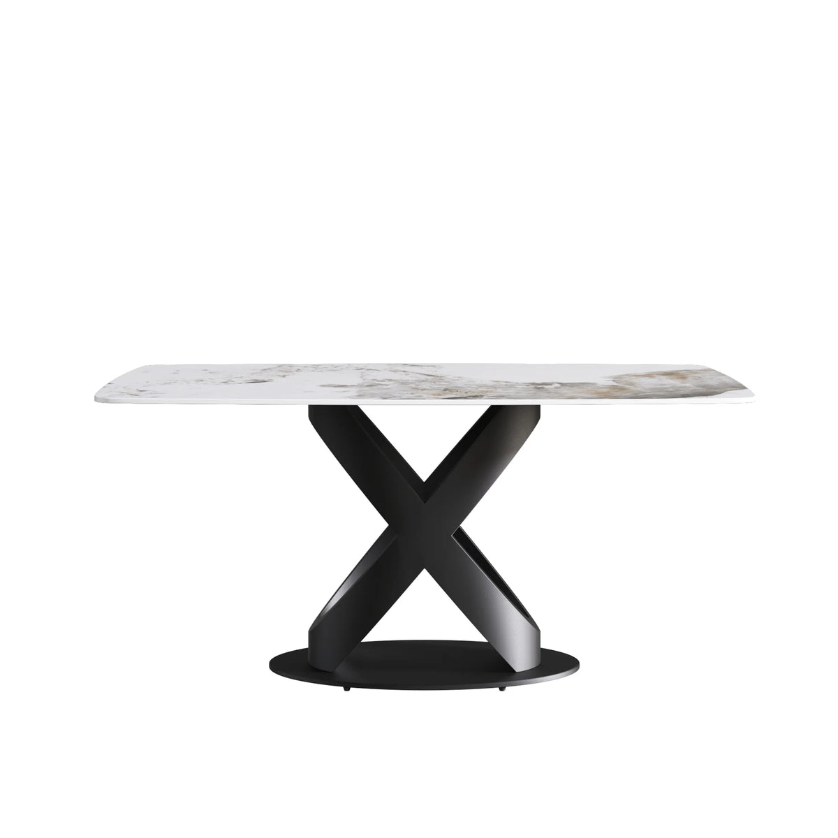 Marbella Sintered Stone Dining Table | 63" Pandora Rectangular With Curved Edge