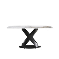 Marbella Sintered Stone Dining Table | 63" Pandora Rectangular With Curved Edge