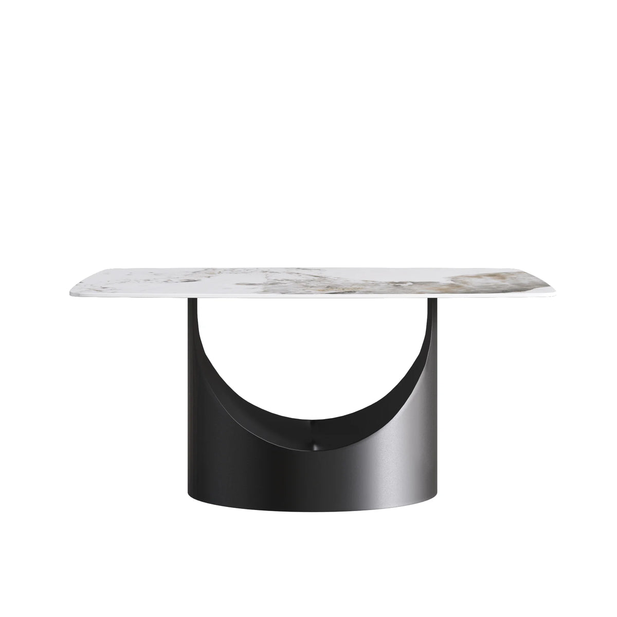 Marbella Sintered Stone Dining Table | 63" Pandora Rectangular With Curved Edge