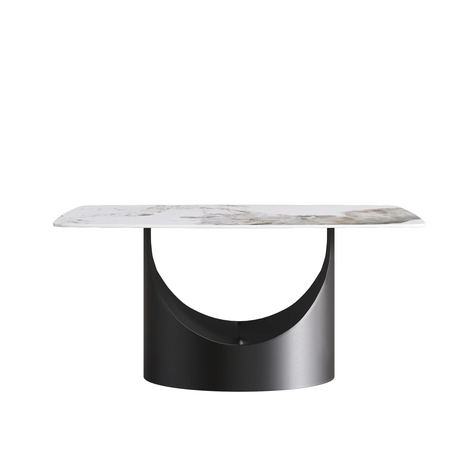 Mesa de comedor Marbella de piedra sinterizada | Pandora rectangular de 63" con borde curvo