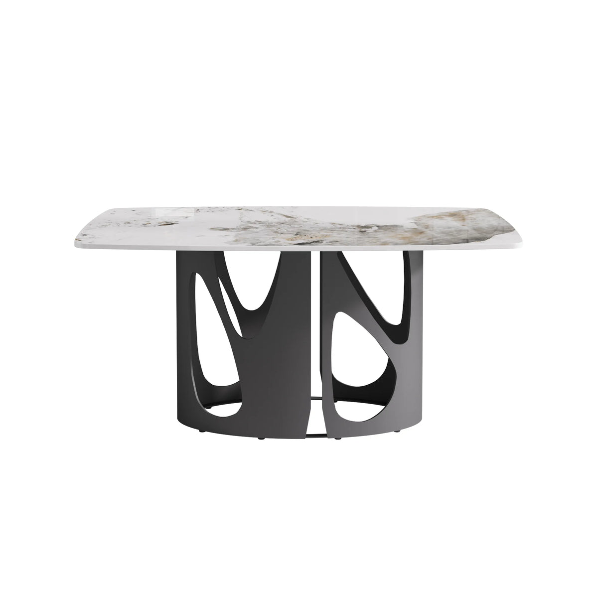 Marbella Sintered Stone Dining Table | 63" Pandora Rectangular With Curved Edge