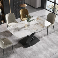 Marbella Sintered Stone Dining Table | 63" Pandora Rectangular With Curved Edge