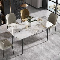 Marbella Sintered Stone Dining Table | 63" Pandora Rectangular With Curved Edge