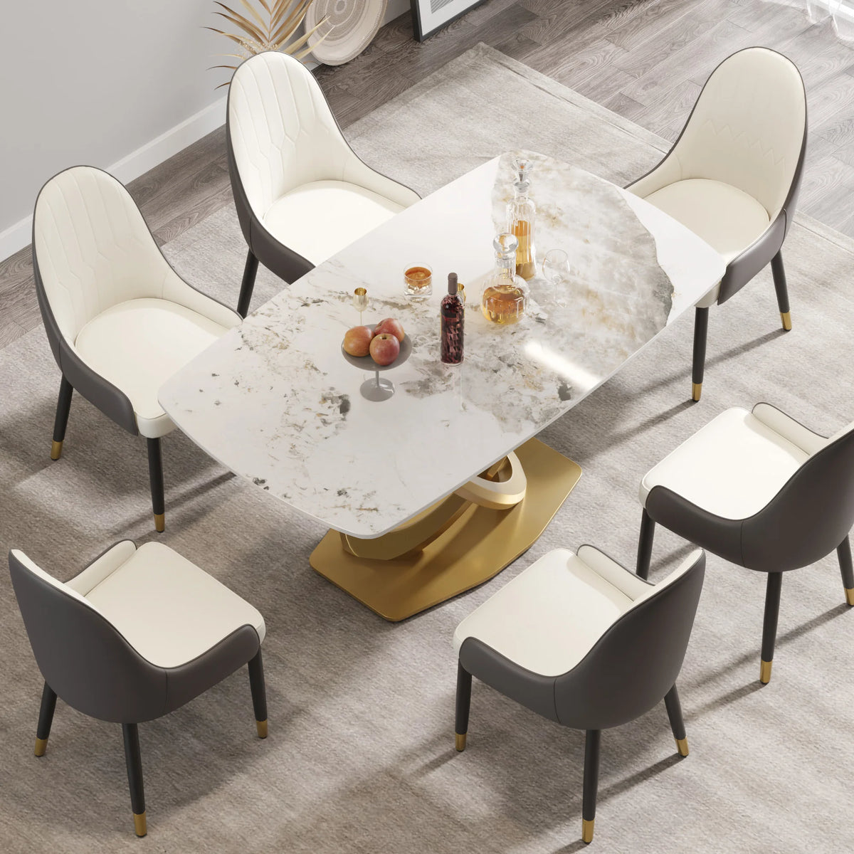 Marbella Sintered Stone Dining Table | 63" Pandora Rectangular With Curved Edge
