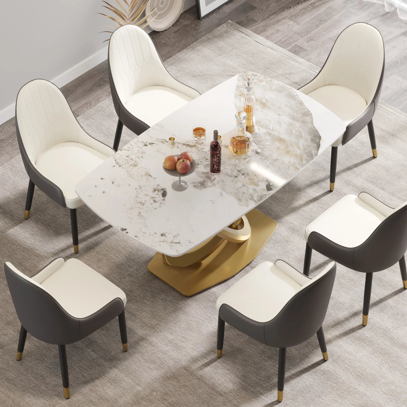 Marbella Sintered Stone Dining Table | 63" Pandora Rectangular With Curved Edge