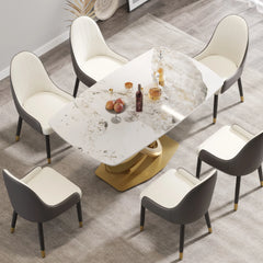 Marbella Sintered Stone Dining Table | 63" Pandora Rectangular With Curved Edge