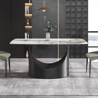 Marbella Sintered Stone Dining Table | 63" Pandora Rectangular With Curved Edge