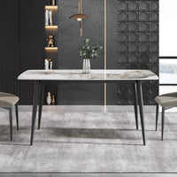 Marbella Sintered Stone Dining Table | 63" Pandora Rectangular With Curved Edge