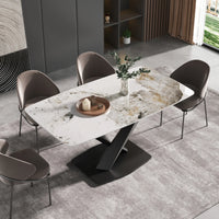 Marbella Sintered Stone Dining Table | 63" Pandora Rectangular With Curved Edge