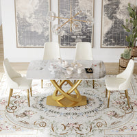 Marbella Sintered Stone Dining Table | 63" Pandora Rectangular With Curved Edge