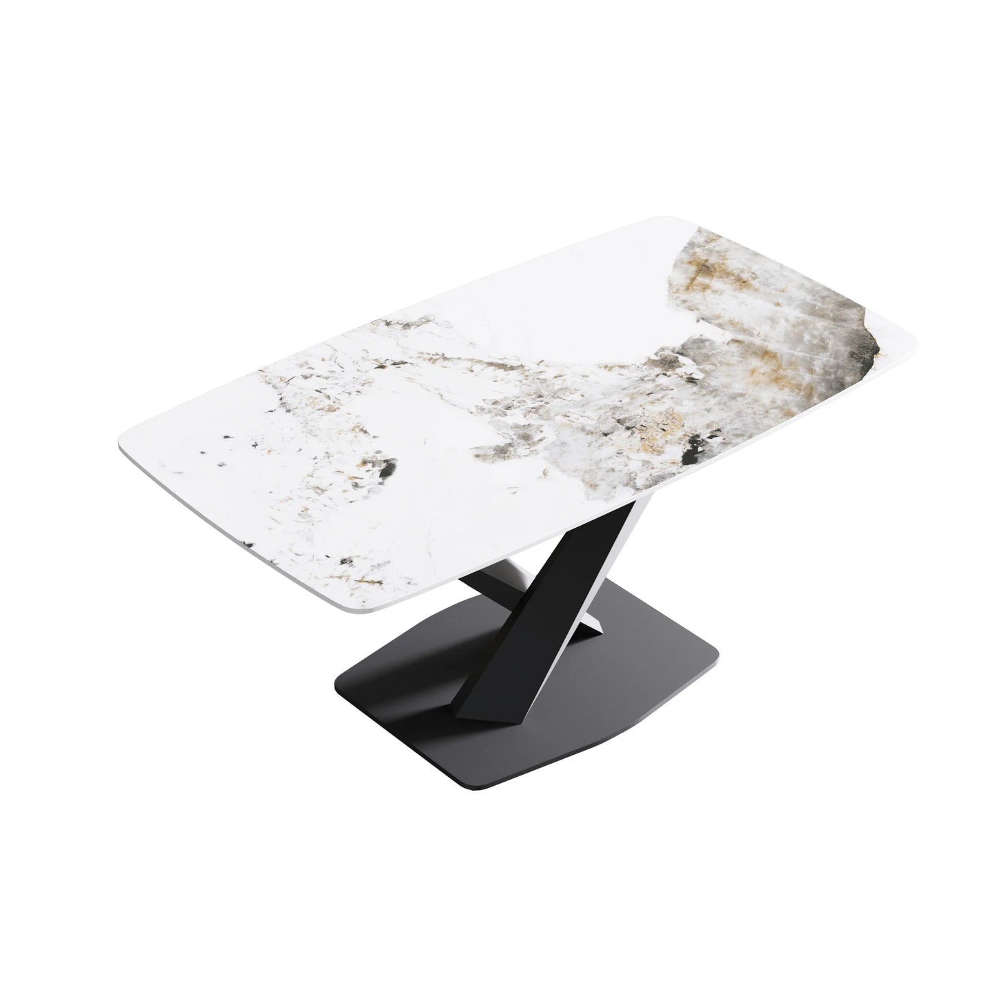 Marbella Sintered Stone Dining Table | 63" Pandora Rectangular With Curved Edge
