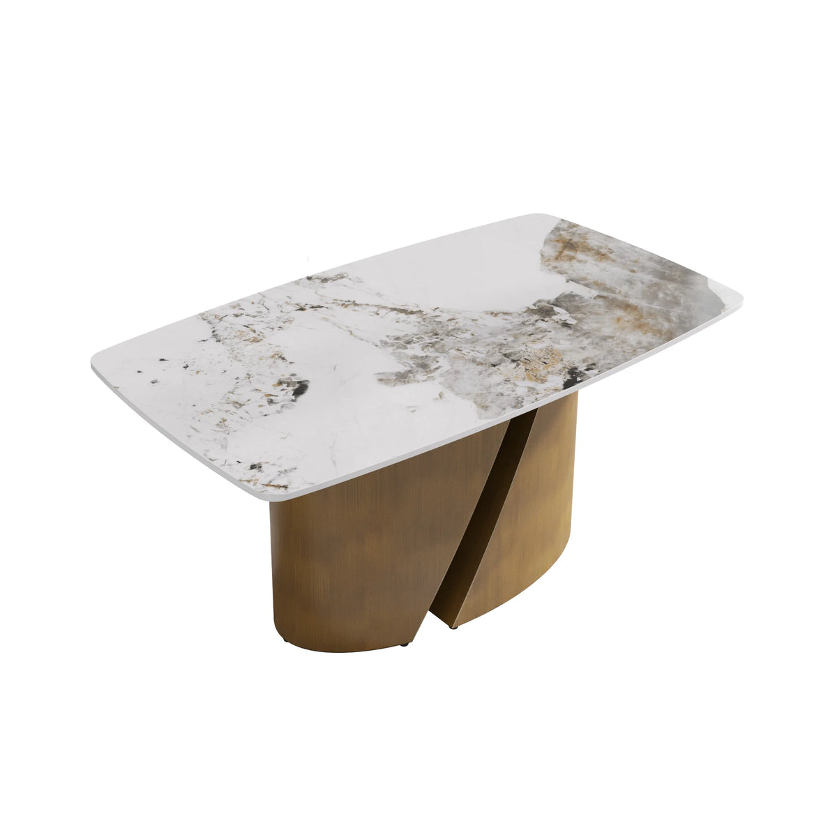 Marbella Sintered Stone Dining Table | 63" Pandora Rectangular With Curved Edge