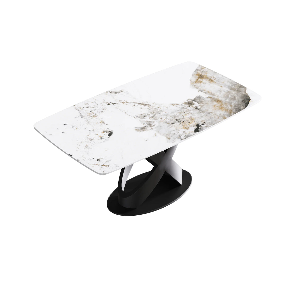Marbella Sintered Stone Dining Table | 63" Pandora Rectangular With Curved Edge