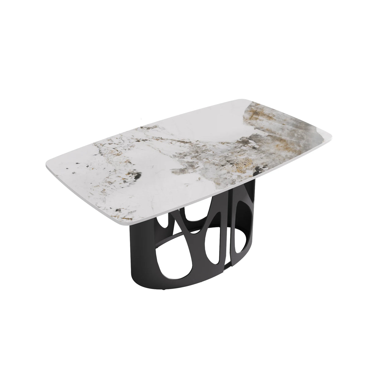 Marbella Sintered Stone Dining Table | 63" Pandora Rectangular With Curved Edge