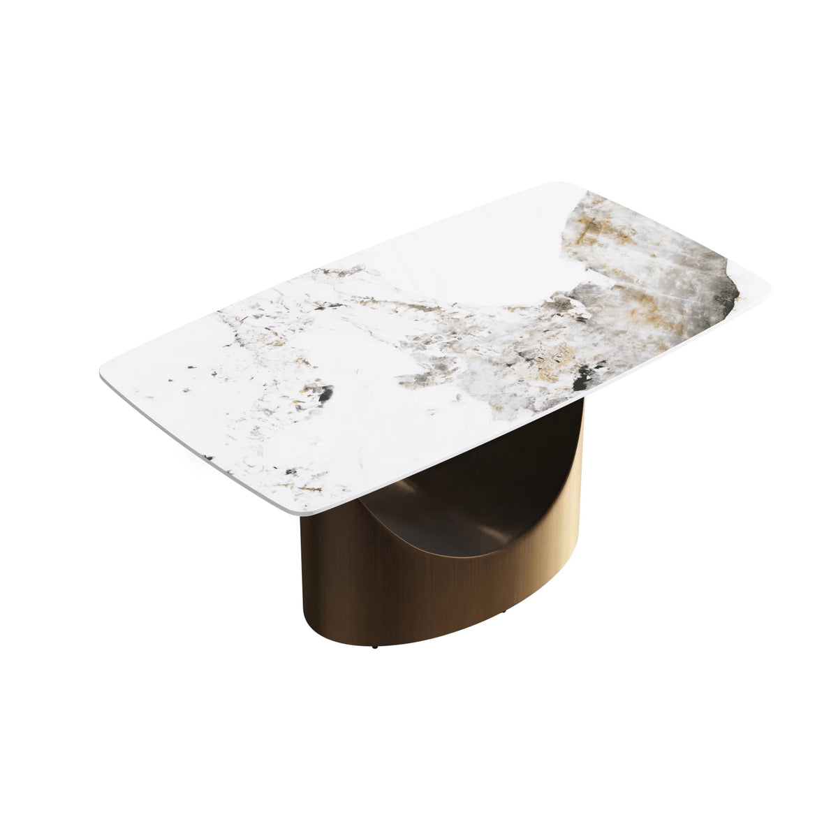 Marbella Sintered Stone Dining Table | 63" Pandora Rectangular With Curved Edge