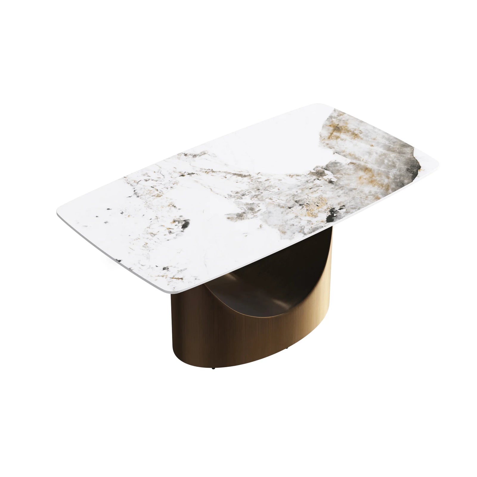 Mesa de comedor Marbella de piedra sinterizada | Pandora rectangular de 63" con borde curvo