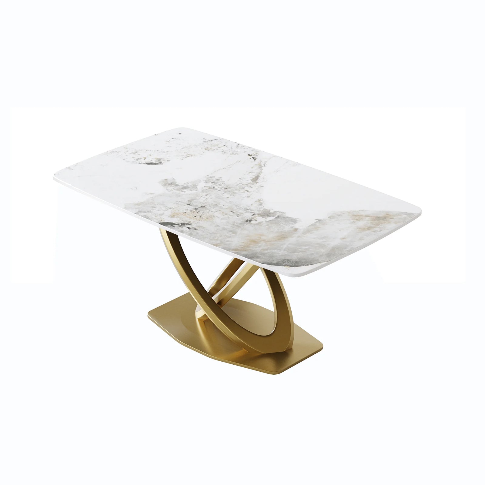 Marbella Sintered Stone Dining Table | 63" Pandora Rectangular With Curved Edge