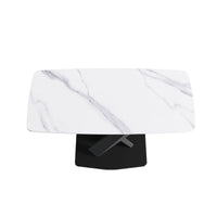 Marbella Sintered Stone Dining Table | 63" White Gloss Rectangular With Curved Edge
