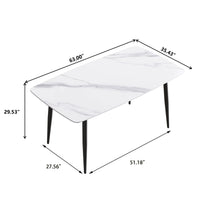 Marbella Sintered Stone Dining Table | 63" White Gloss Rectangular With Curved Edge
