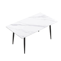 Marbella Sintered Stone Dining Table | 63" White Gloss Rectangular With Straight Edge