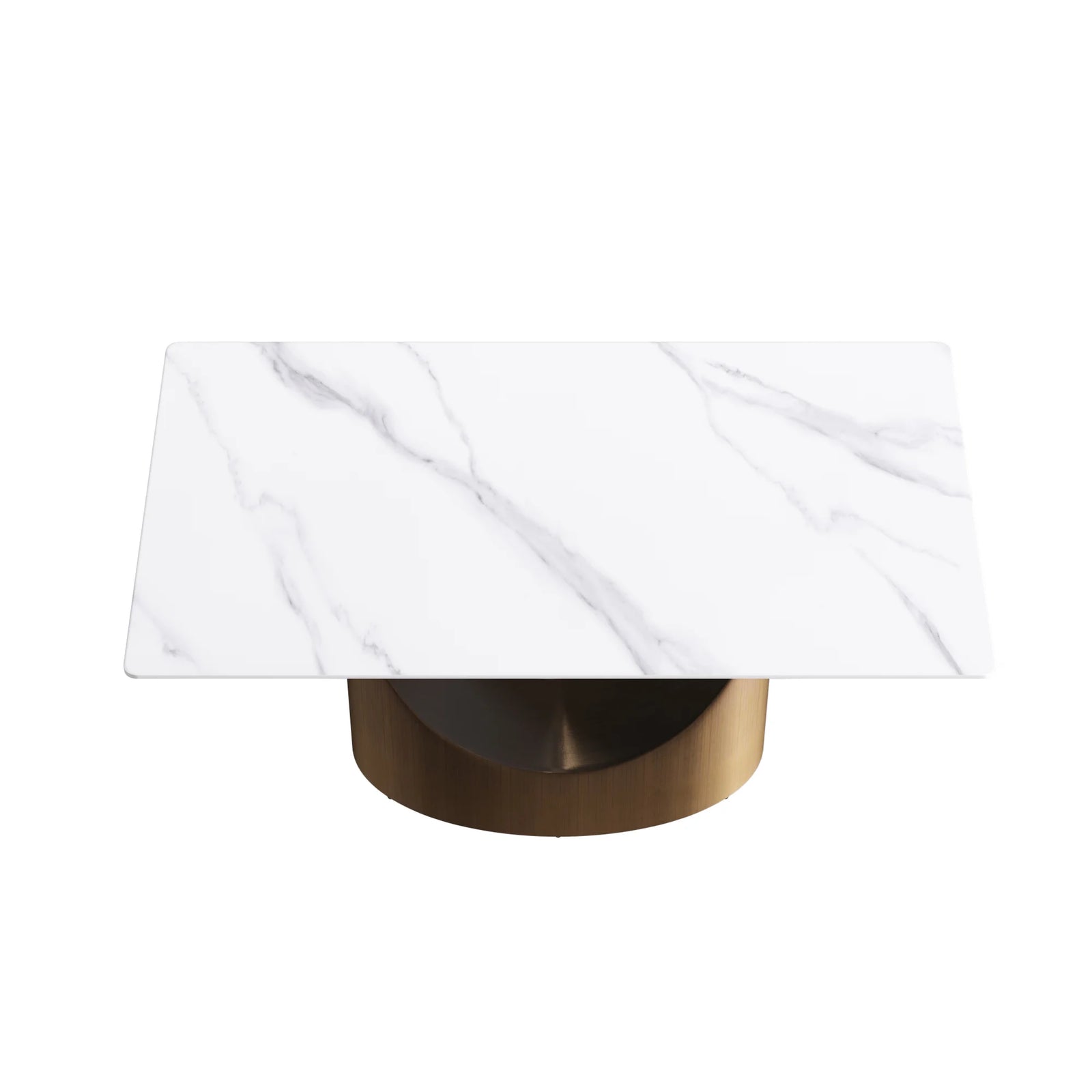 Marbella Sintered Stone Dining Table | 63" White Gloss Rectangular With Straight Edge