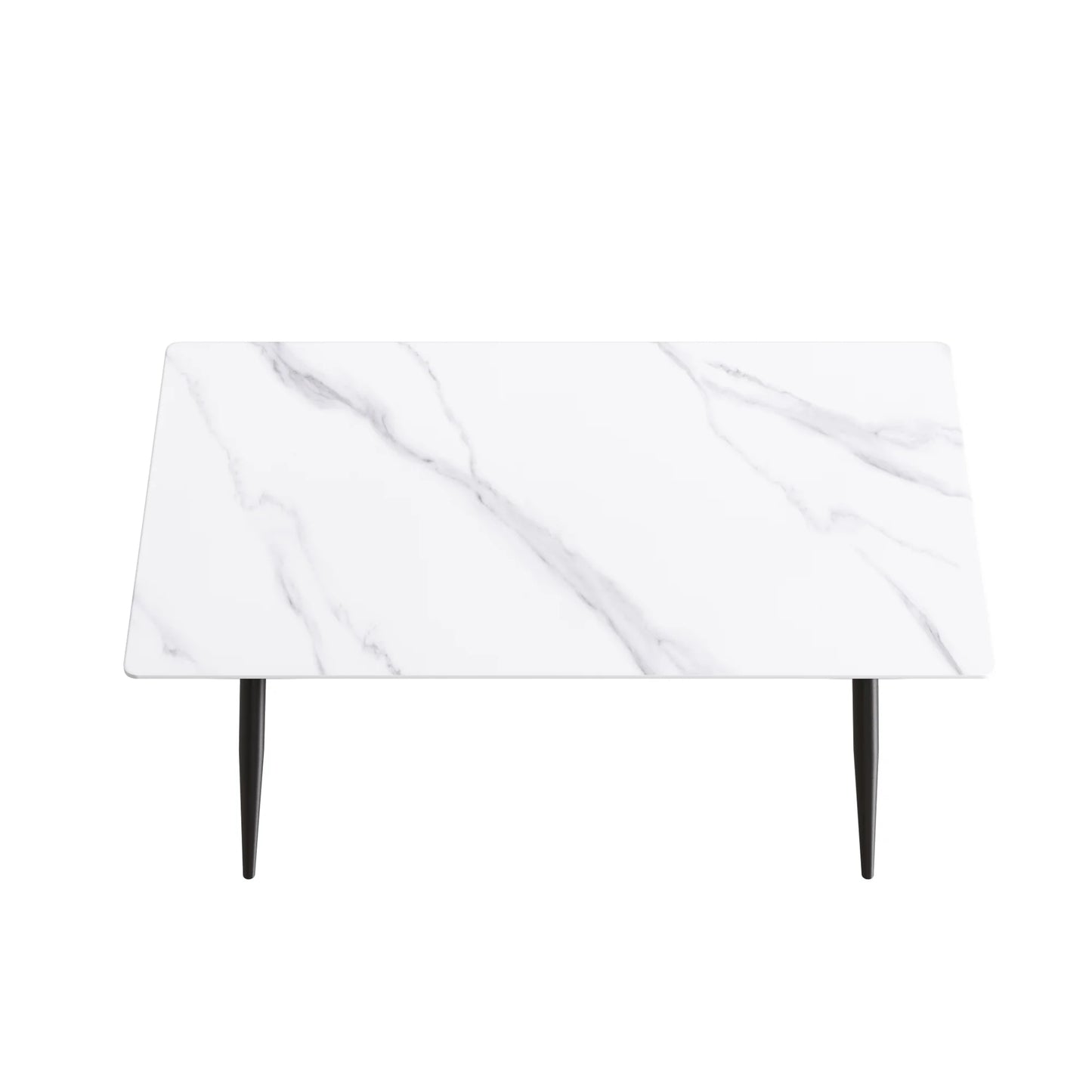 Marbella Sintered Stone Dining Table | 63" White Gloss Rectangular With Straight Edge