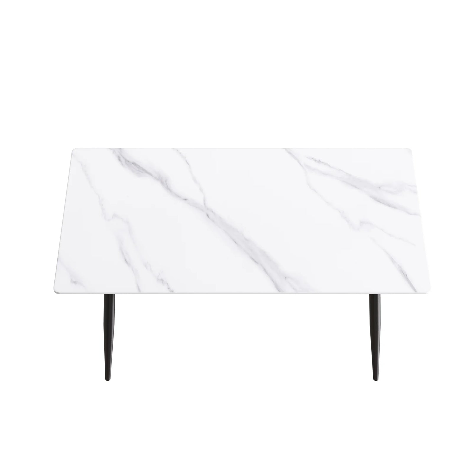 Marbella Sintered Stone Dining Table | 63" White Gloss Rectangular With Straight Edge
