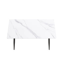 Marbella Sintered Stone Dining Table | 63" White Gloss Rectangular With Straight Edge