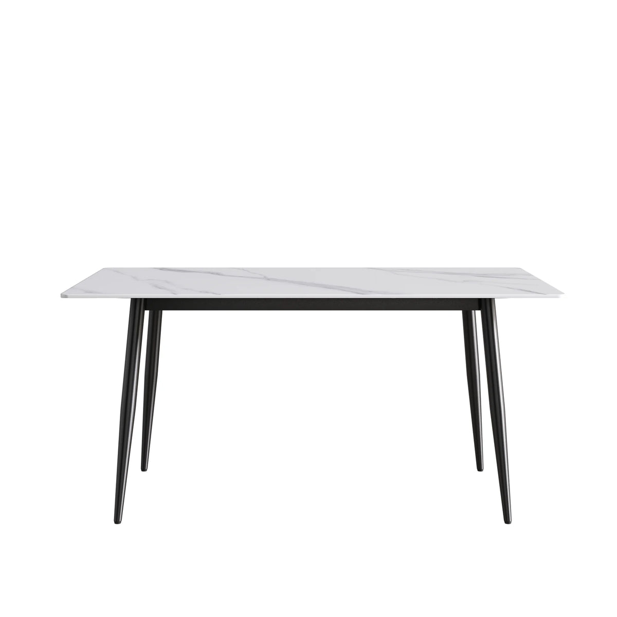Marbella Sintered Stone Dining Table | 63" White Gloss Rectangular With Straight Edge