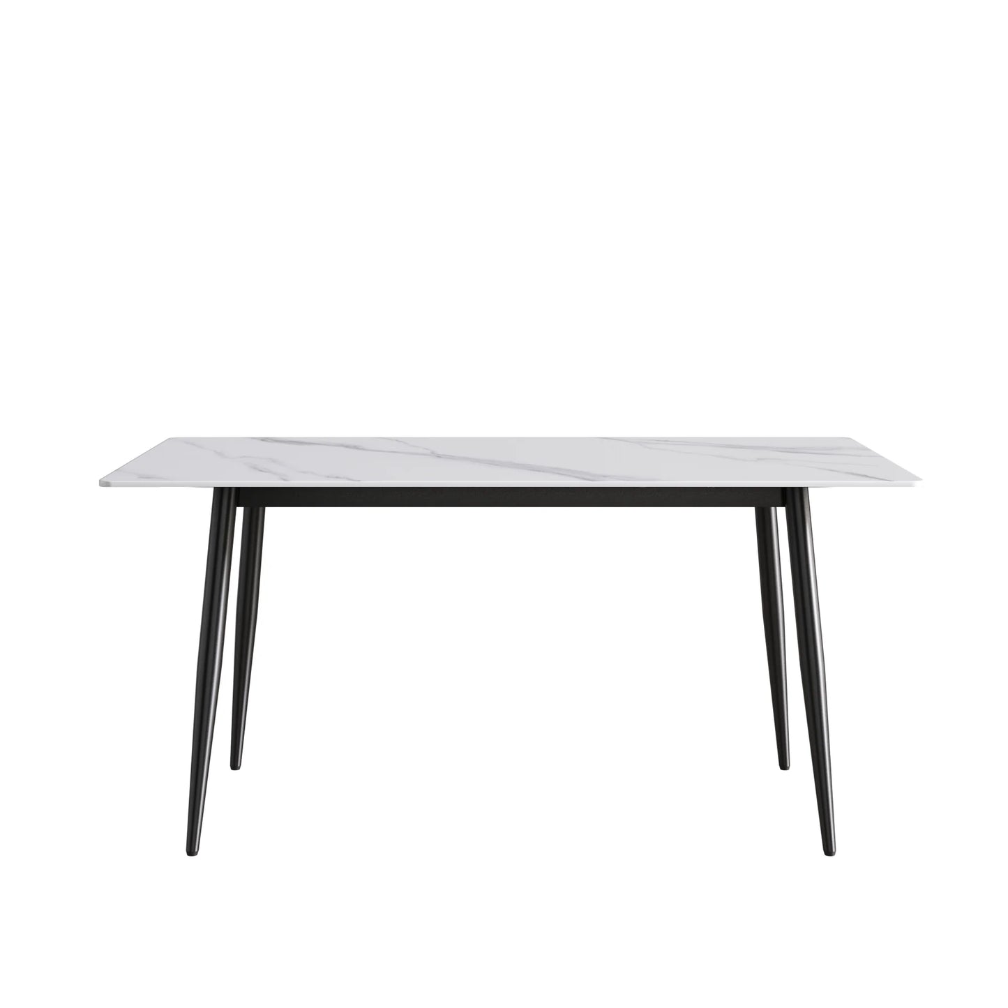 Marbella Sintered Stone Dining Table | 63" White Gloss Rectangular With Straight Edge