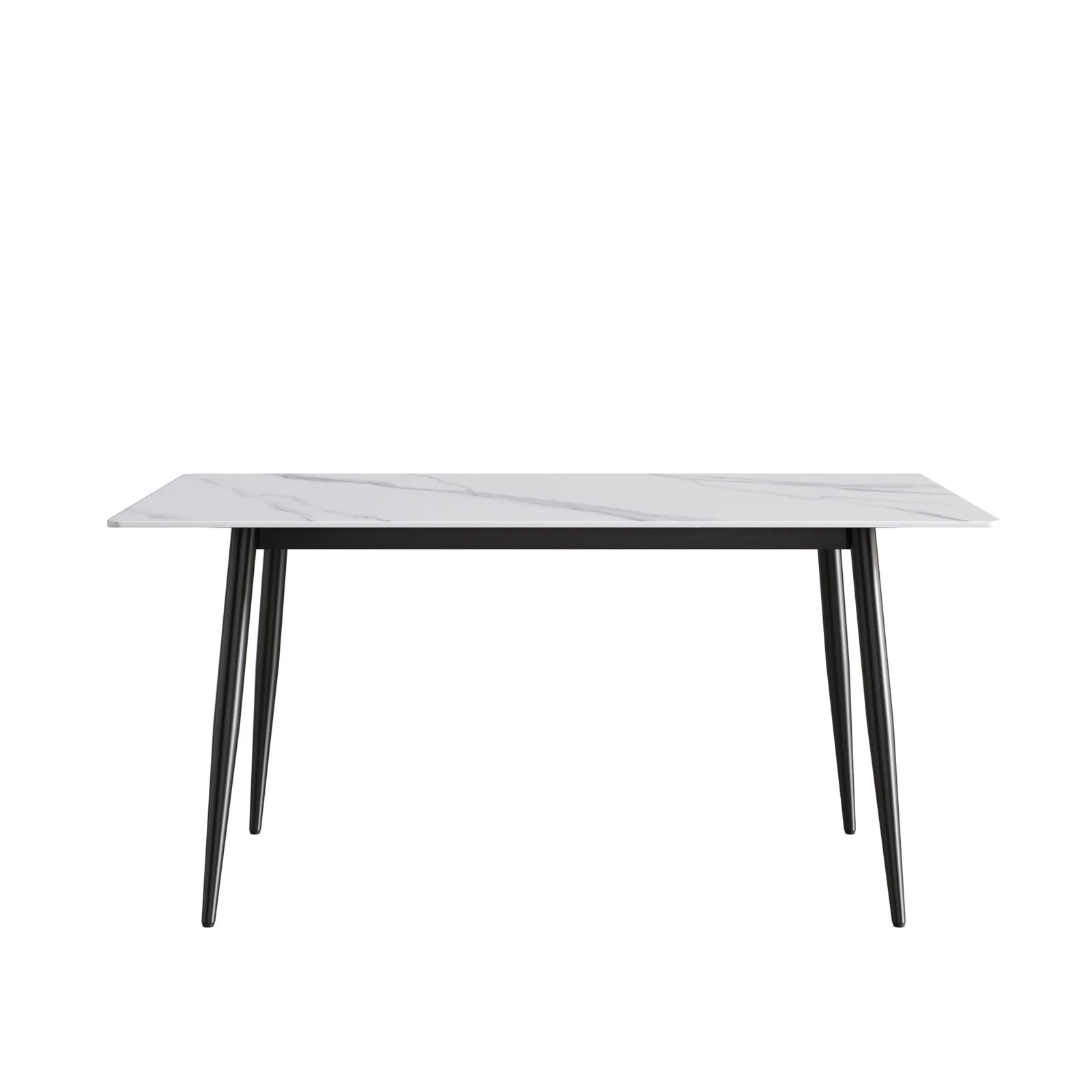 Marbella Sintered Stone Dining Table | 63" White Gloss Rectangular With Straight Edge