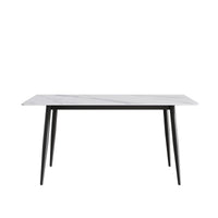Marbella Sintered Stone Dining Table | 63" White Gloss Rectangular With Straight Edge