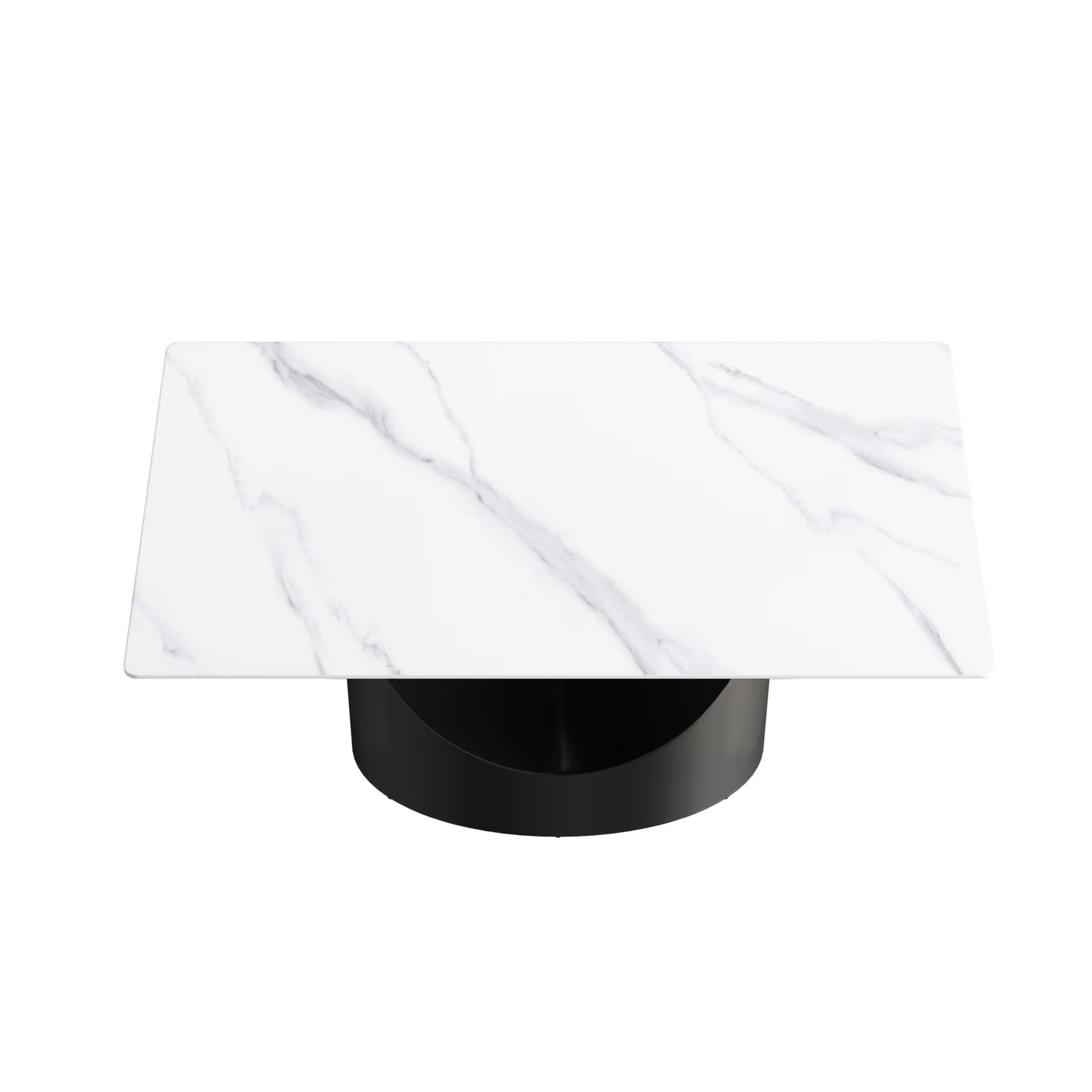 Marbella Sintered Stone Dining Table | 63" White Gloss Rectangular With Straight Edge