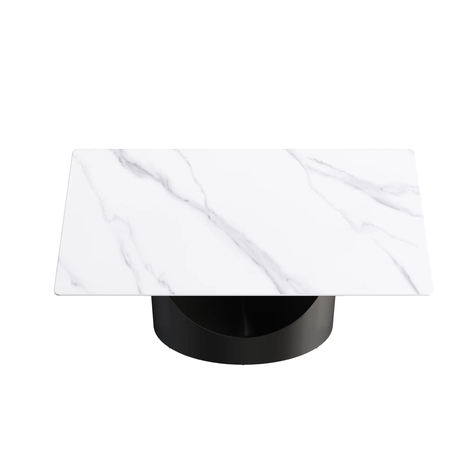 Mesa de comedor Marbella de piedra sinterizada | Rectangular, blanca brillante, de 160 cm (63") con borde recto