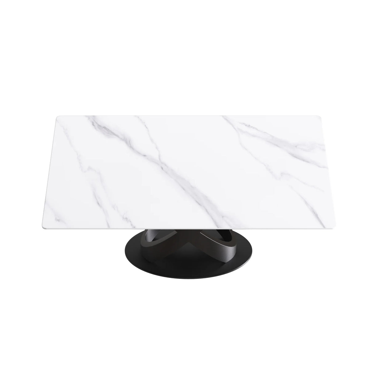 Marbella Sintered Stone Dining Table | 63" White Gloss Rectangular With Straight Edge
