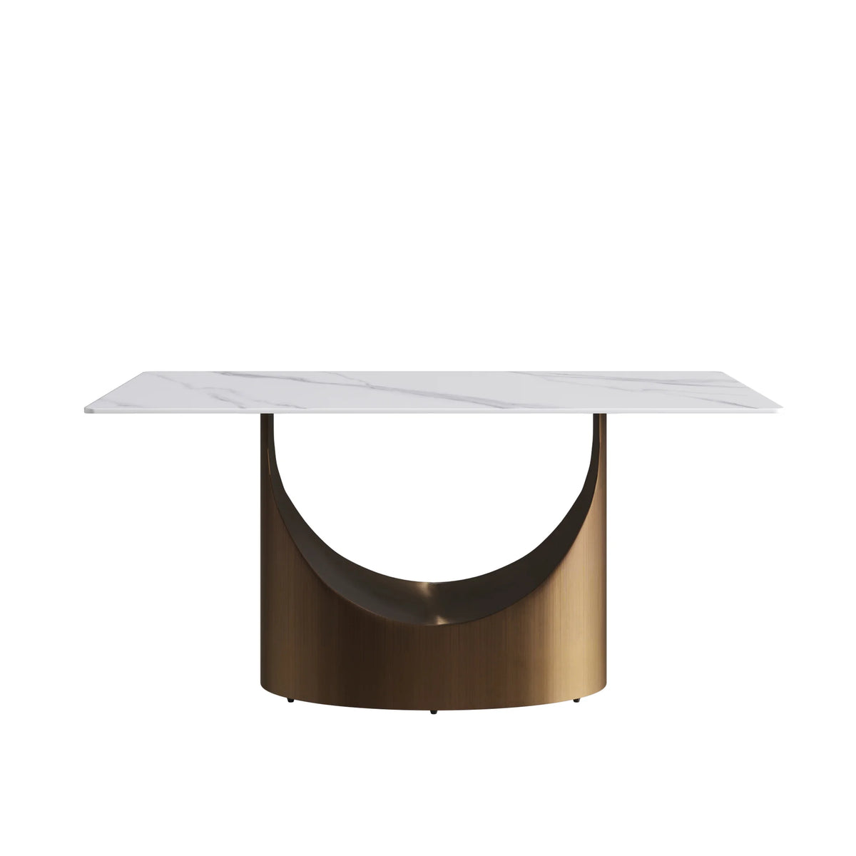 Marbella Sintered Stone Dining Table | 63" White Gloss Rectangular With Straight Edge