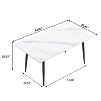 Marbella Sintered Stone Dining Table | 63" White Gloss Rectangular With Straight Edge