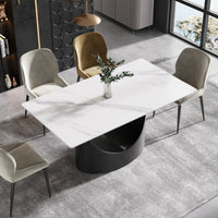 Marbella Sintered Stone Dining Table | 63" White Gloss Rectangular With Straight Edge