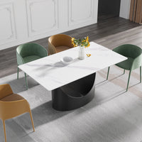 Marbella Sintered Stone Dining Table | 63" White Gloss Rectangular With Straight Edge