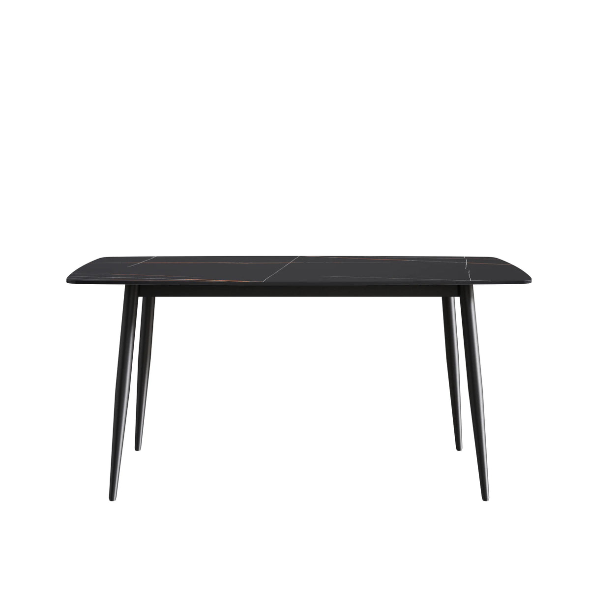 Marbella Sintered Stone Dining Table | 63" Matte Black Rectangular With Curved Edge