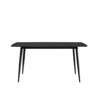Marbella Sintered Stone Dining Table | 63" Matte Black Rectangular With Curved Edge