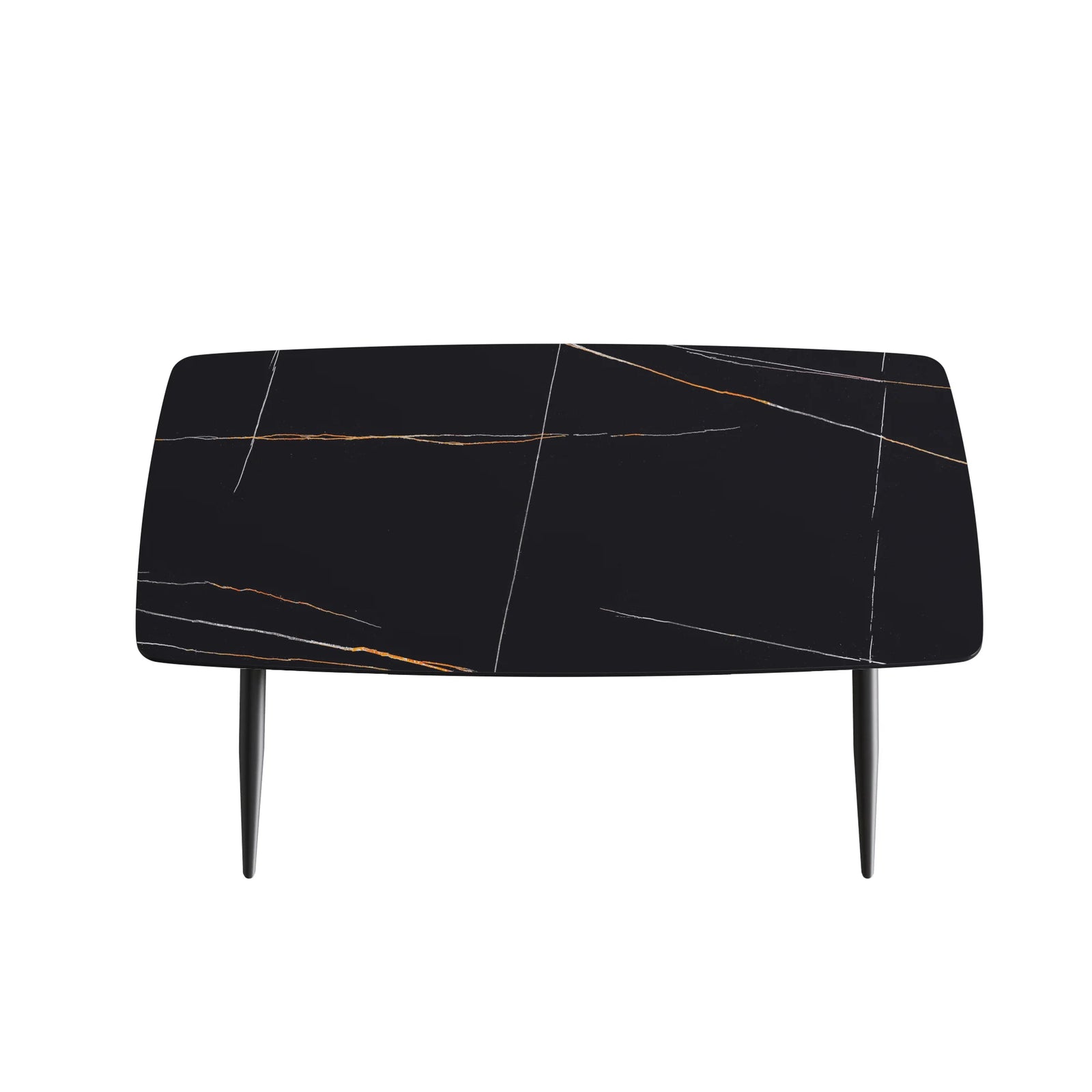 Mesa de comedor Marbella de piedra sinterizada | Rectangular de 160 cm (63") en negro mate con borde curvo