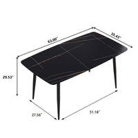 Marbella Sintered Stone Dining Table | 63" Matte Black Rectangular With Curved Edge