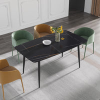 Marbella Sintered Stone Dining Table | 63" Matte Black Rectangular With Curved Edge