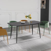Marbella Sintered Stone Dining Table | 63" Matte Black Rectangular With Curved Edge