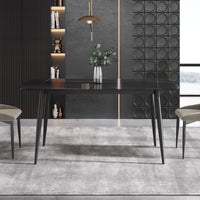 Marbella Sintered Stone Dining Table | 63" Matte Black Rectangular With Curved Edge